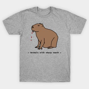 Animals with Sharp Teeth Halloween Horror Capybara T-Shirt